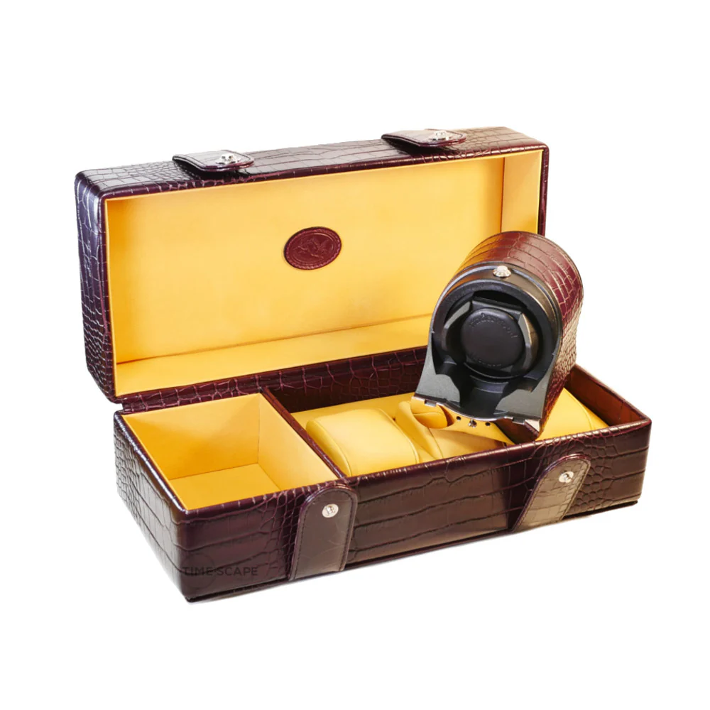 UNDERWOOD (LONDON) - Triple Leather Watch Storage Box w Single Rotogalbe | UN291/CBRW - Image 2